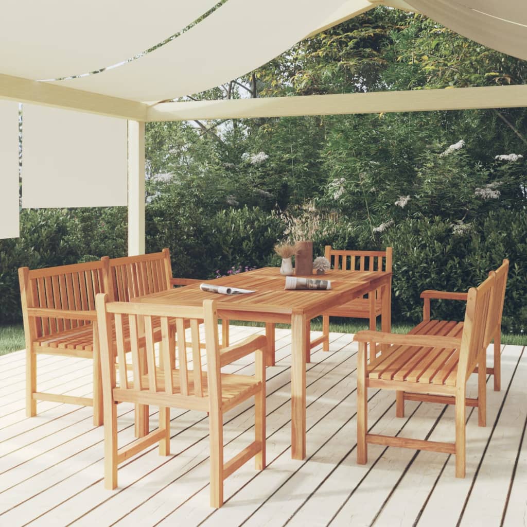 5 Pcs conjunto de jantar p/ jardim madeira de teca maciça