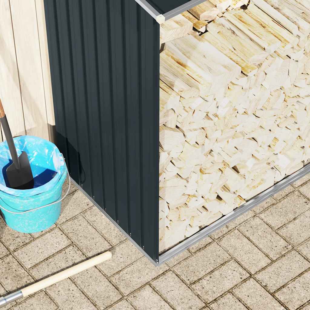 Abrigo jardim p/arrumação de troncos aço 330x84x152cm antracite