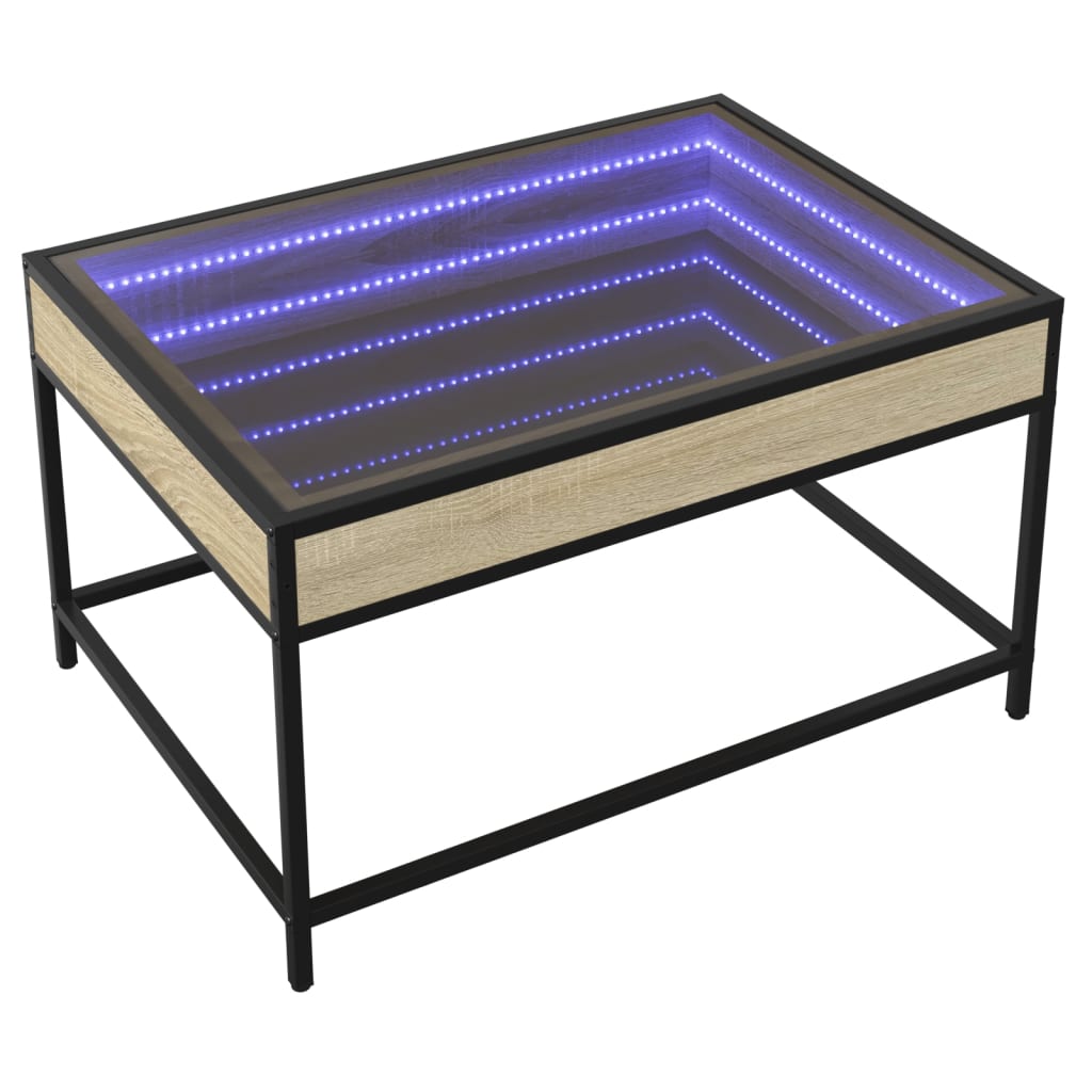 Mesa de centro luzes LED infinity 70x50x41 cm carvalho sonoma