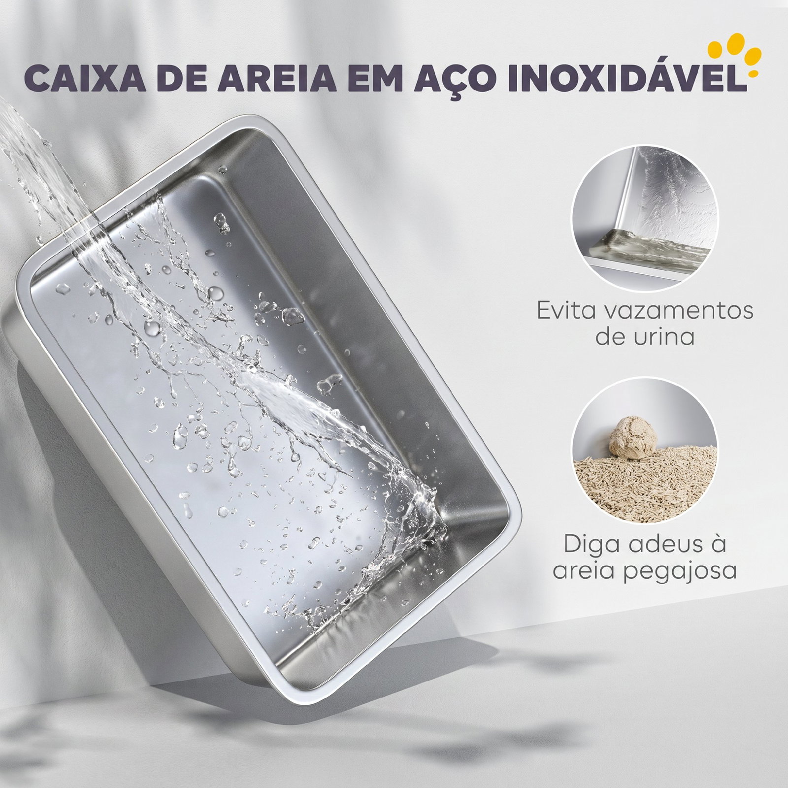 Caixa de areia fechada para gatos com bandeja em aço inoxidável, tampa superior e entrada frontal, cinzento escuro