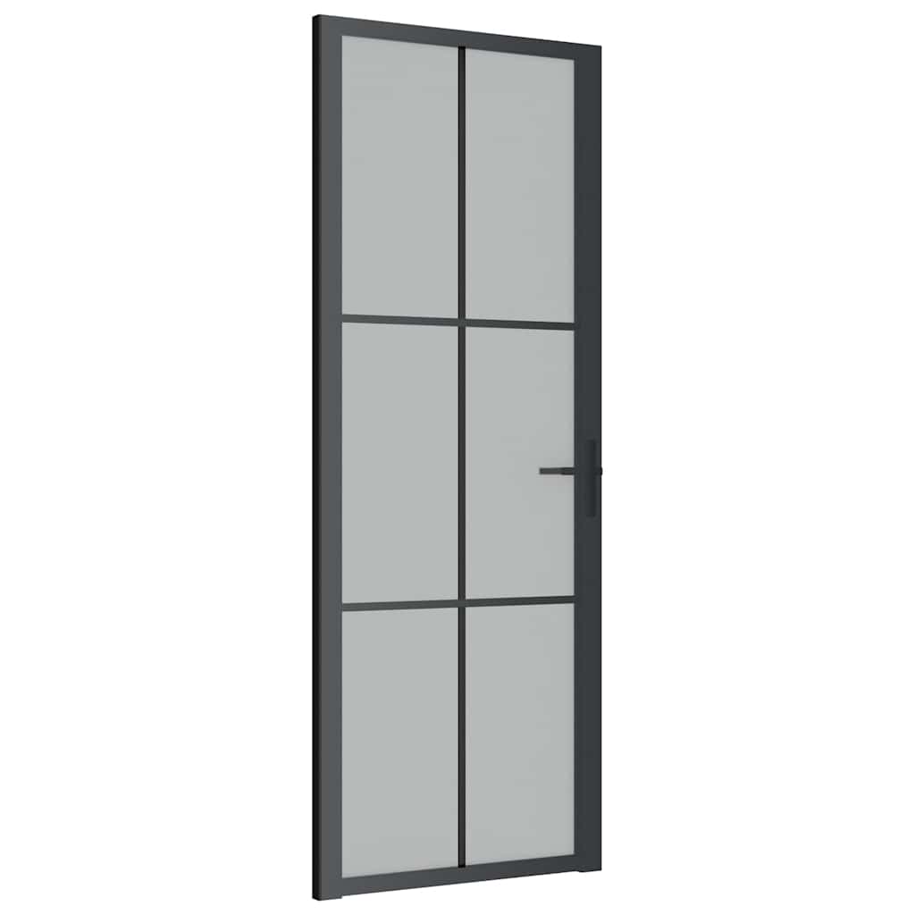 Porta interior 76x201,5 cm vidro e alumínio preto mate
