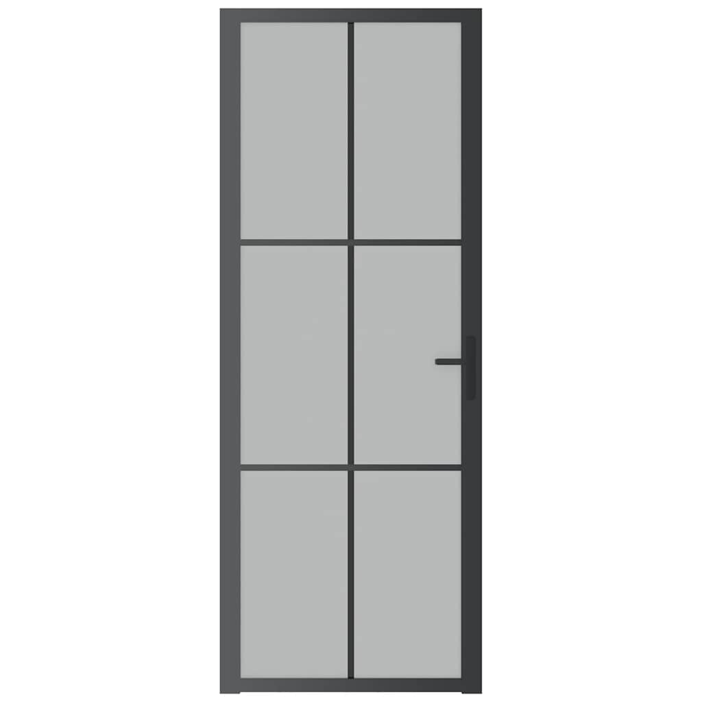 Porta interior 76x201,5 cm vidro e alumínio preto mate