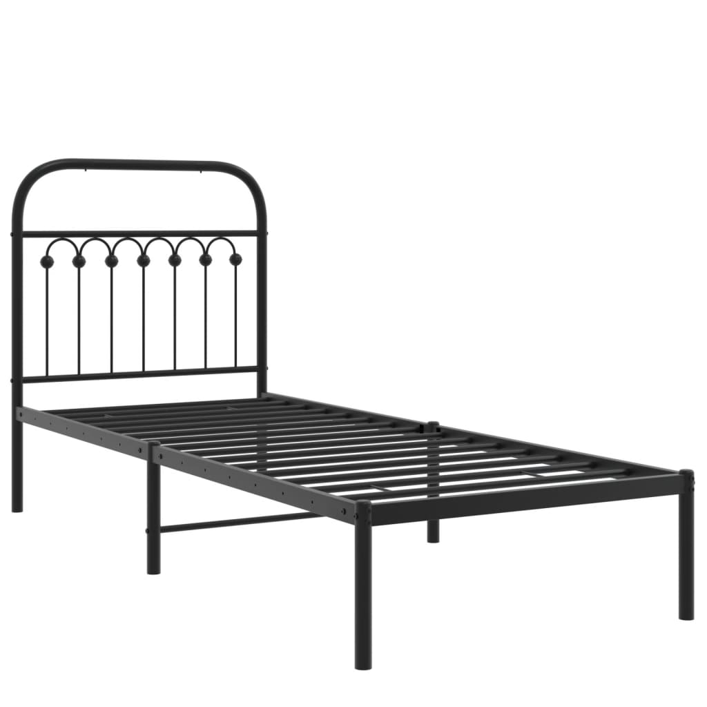 Estrutura de cama com cabeceira 80x200 cm metal preto