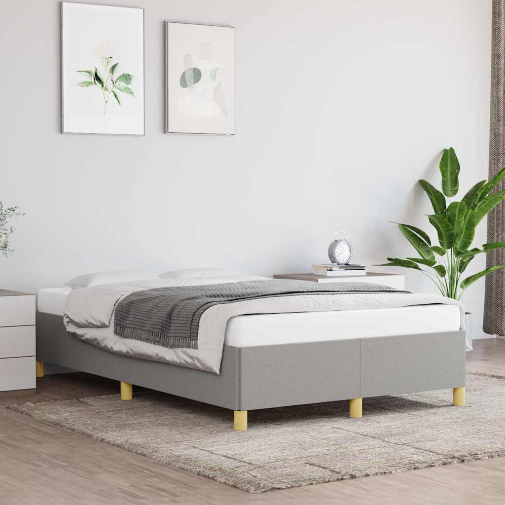 Estrutura de cama sem colchão cinza claro tecido
