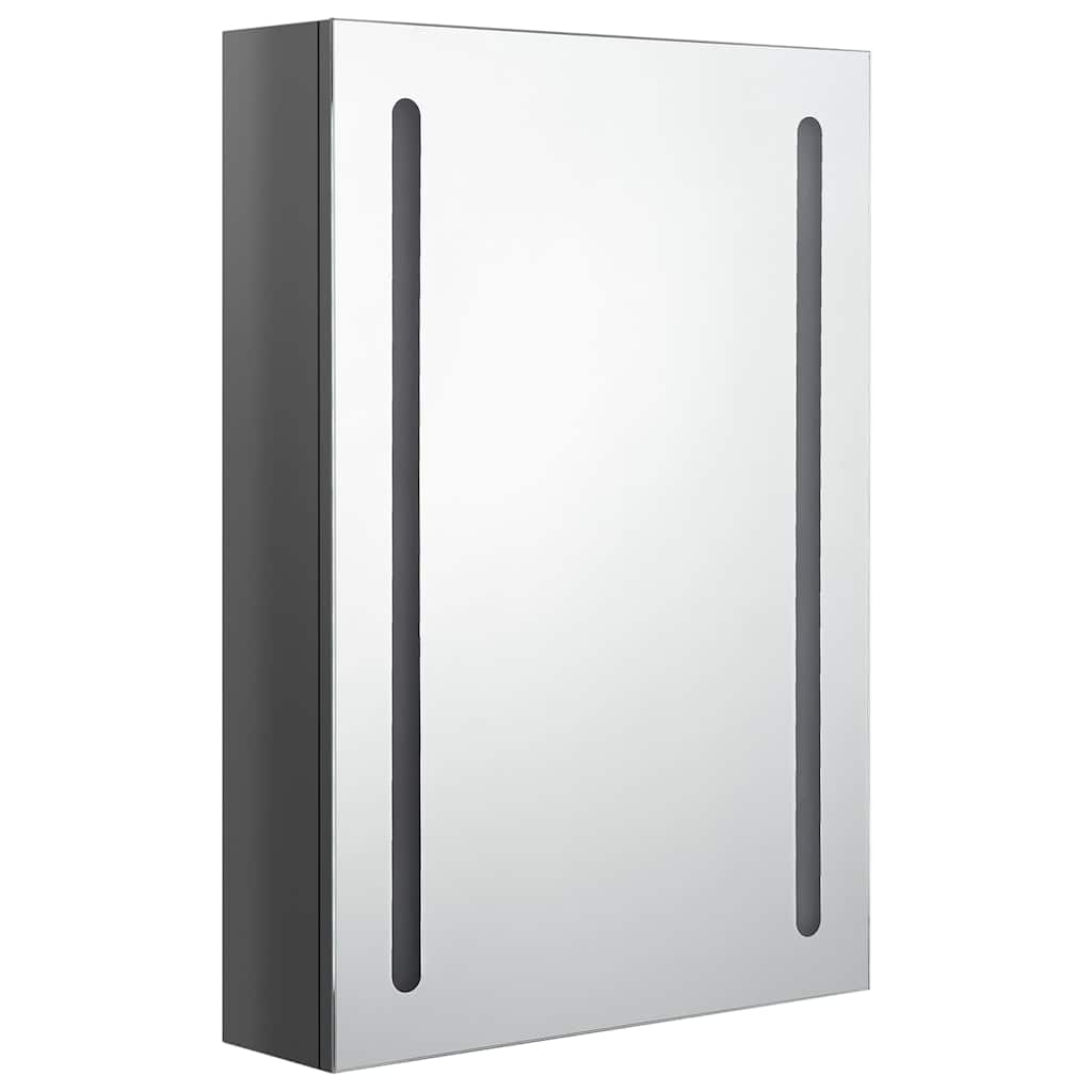 Armário espelhado casa de banho LED 50x13x70 cm cinza brilhante