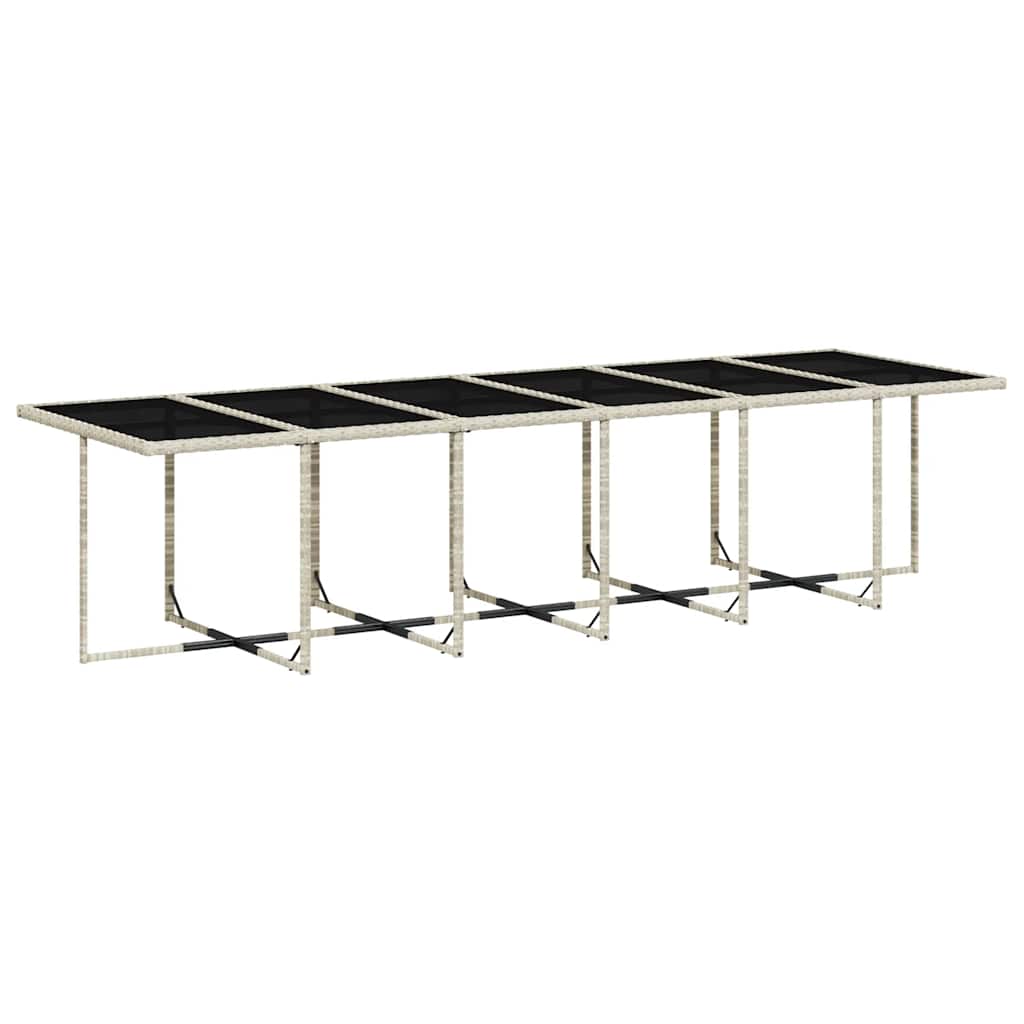 17 Pcs conj. jantar jardim c/ almofadões vime PE cinzento-claro