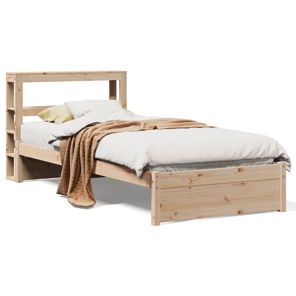 Estrutura de cama com cabeceira 75x190 cm pinho maciço