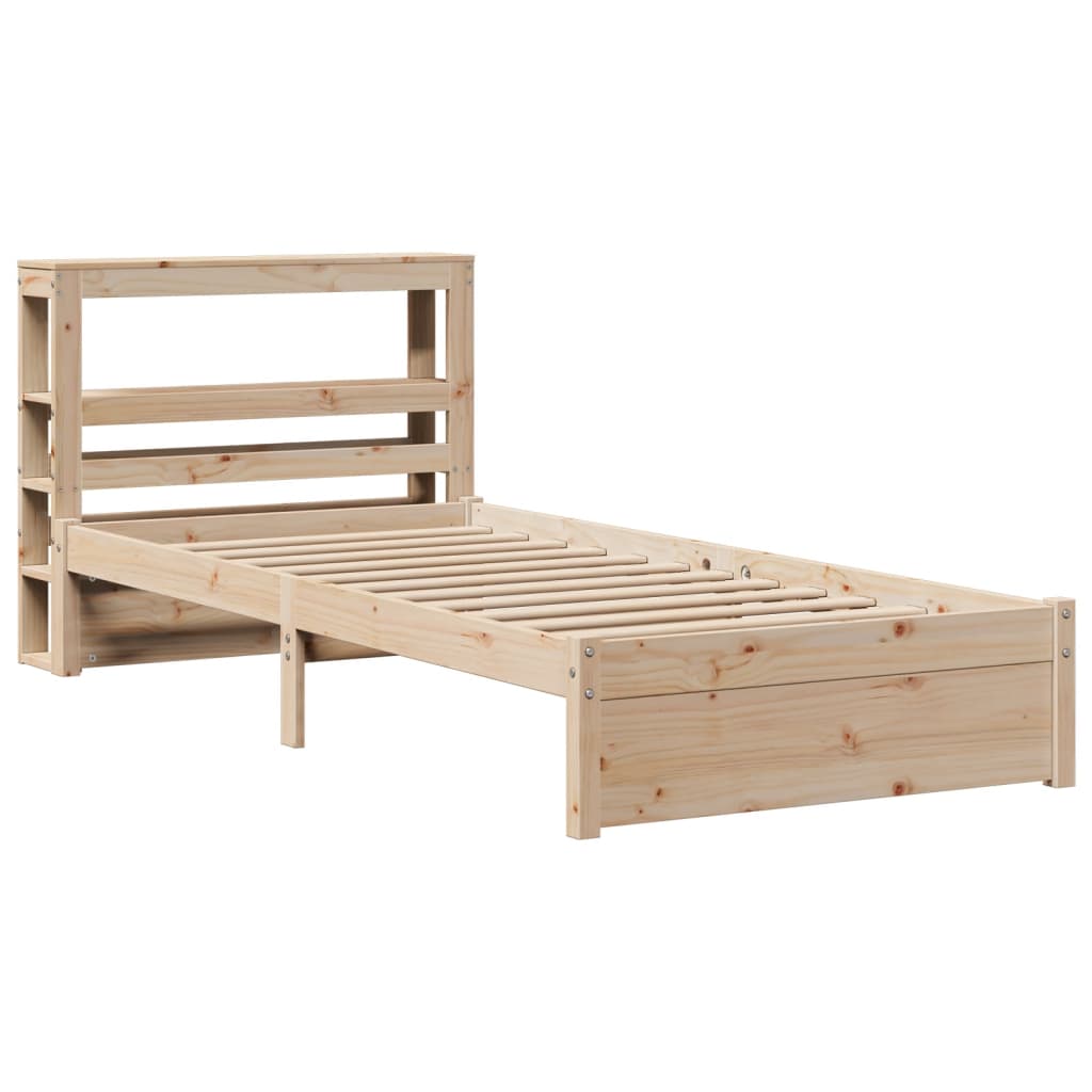 Estrutura de cama com cabeceira 75x190 cm pinho maciço