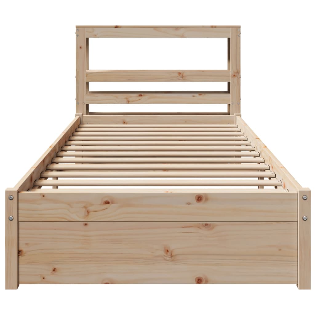 Estrutura de cama com cabeceira 75x190 cm pinho maciço