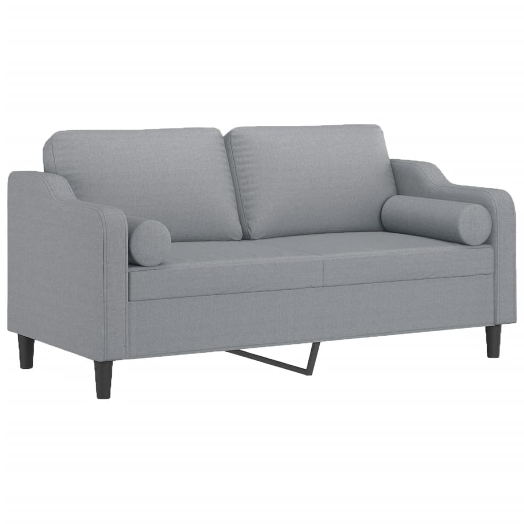 Sofá 2 lugares + almofadas decorativas 140cm tecido cinza-claro