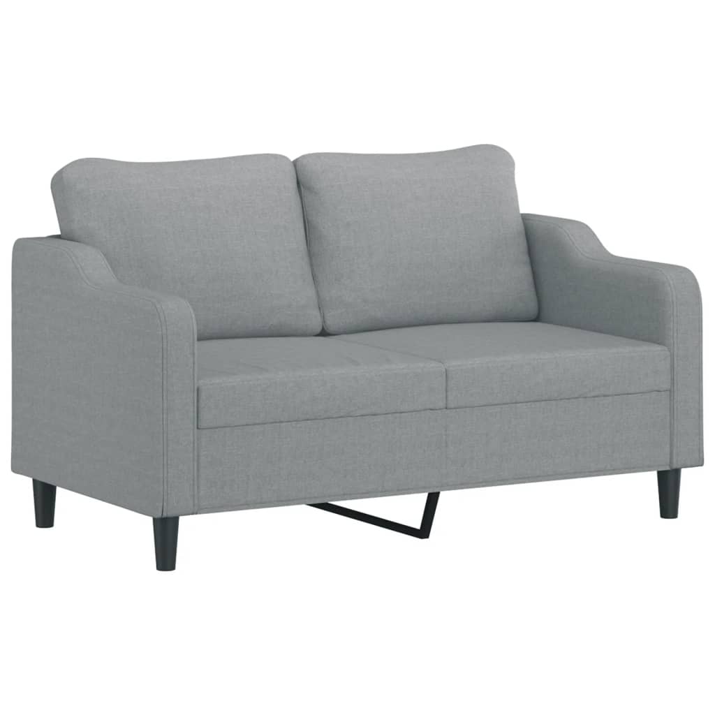 Sofá 2 lugares + almofadas decorativas 140cm tecido cinza-claro