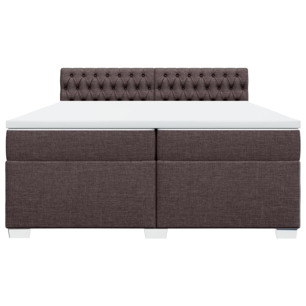 Cama com molas/colchão 200x200 cm tecido castanho-escuro