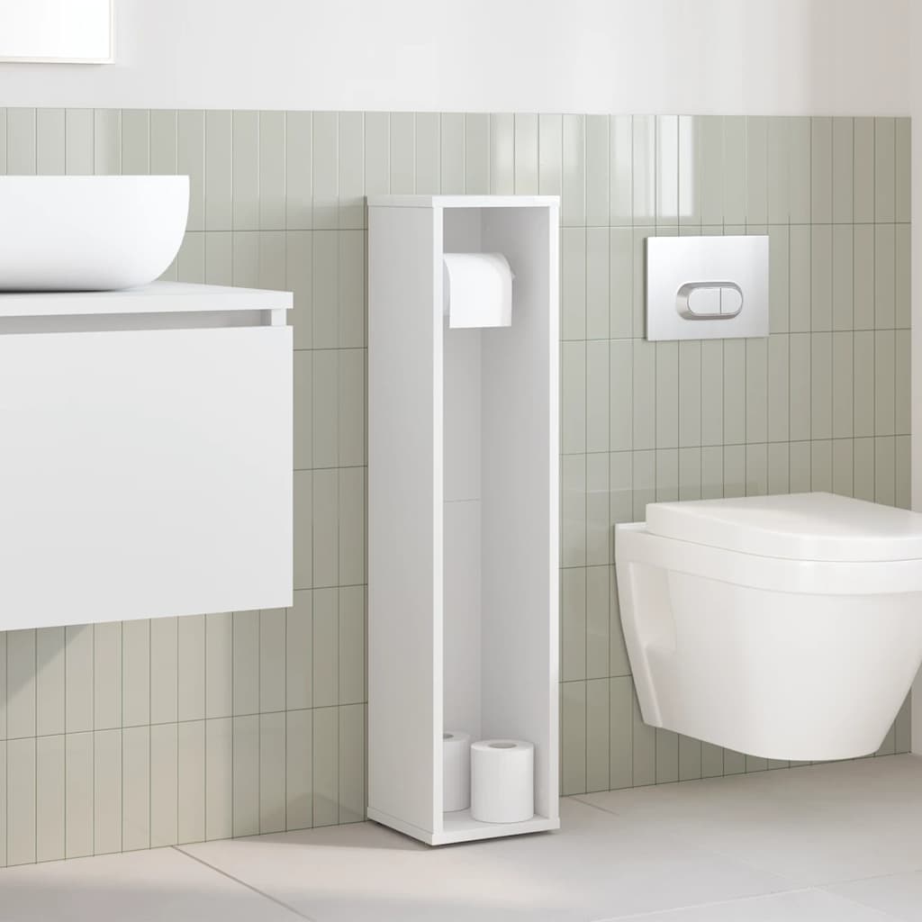 Móvel p/ casa de banho c/ suporte de rolos 20,5x20x90 cm branco