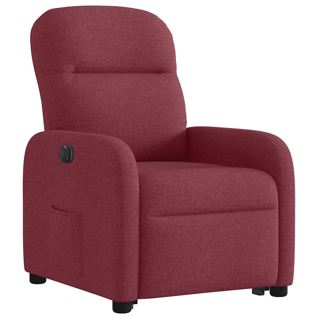 Poltrona reclinável elevatória elétrica tecido vermelho-tinto