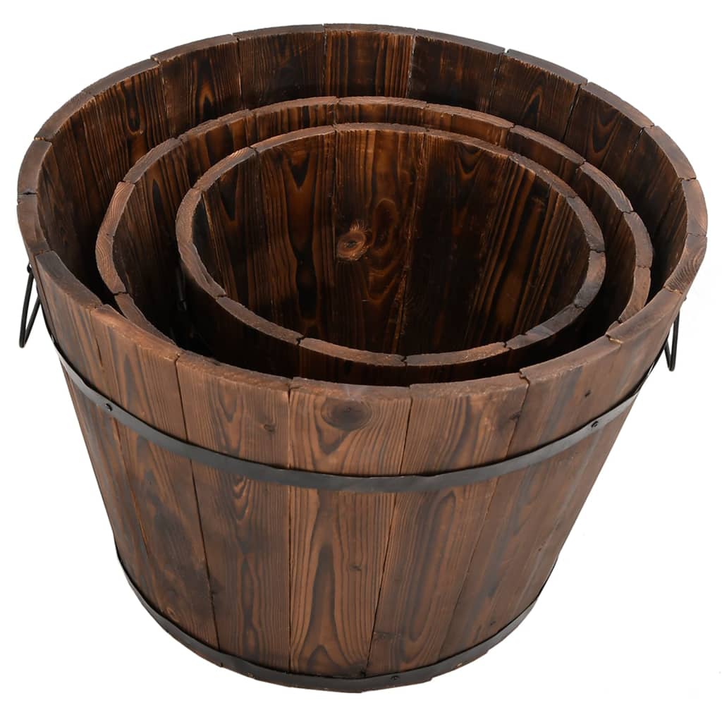 3 Pcs conjunto de vasos em forma de balde abeto maciço