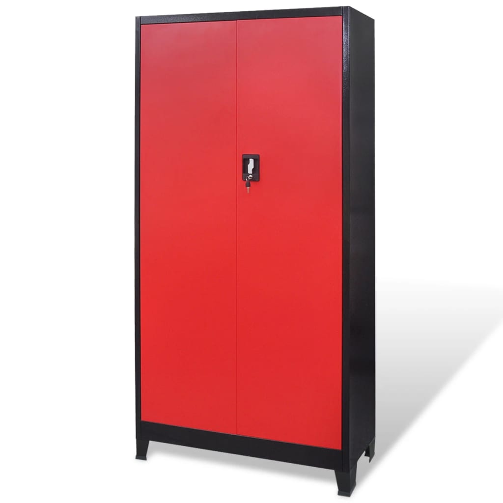Armário de ferramentas 90x40x180 cm vermelho e preto