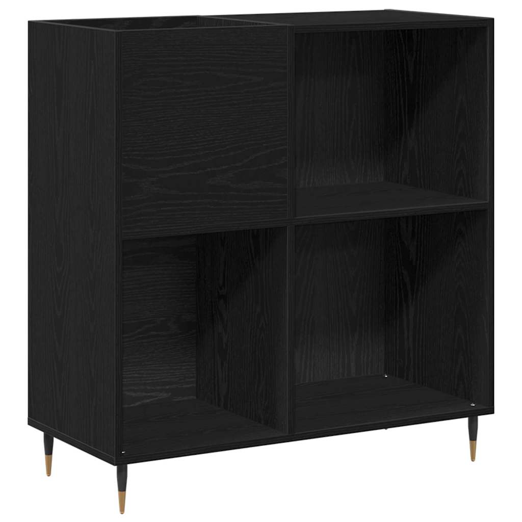 Armário para discos de vinil carvalho preto 85 x 38 x 89 cm
