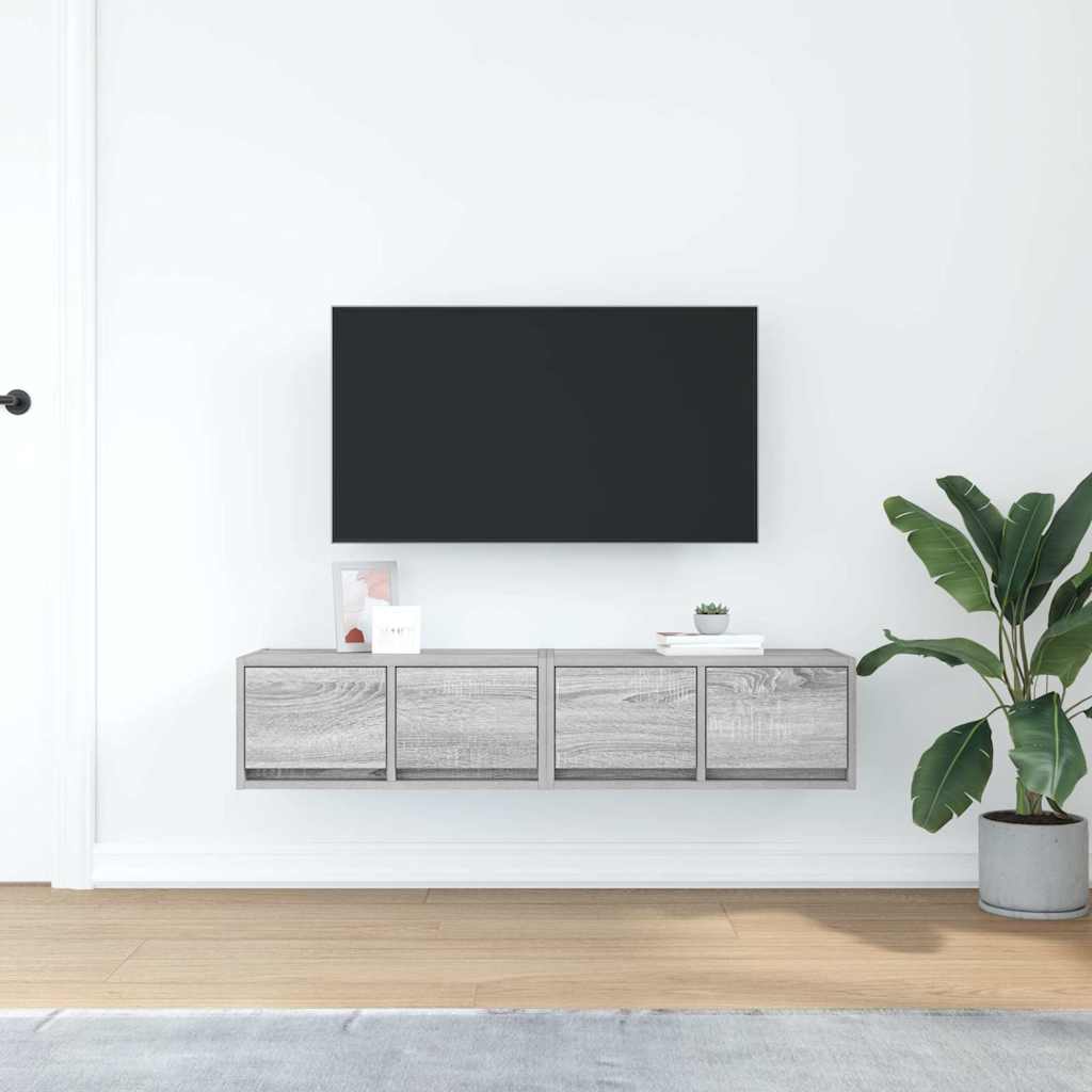 Móveis TV 2 pcs 60x31x25,5 cm derivados madeira cinzento sonoma