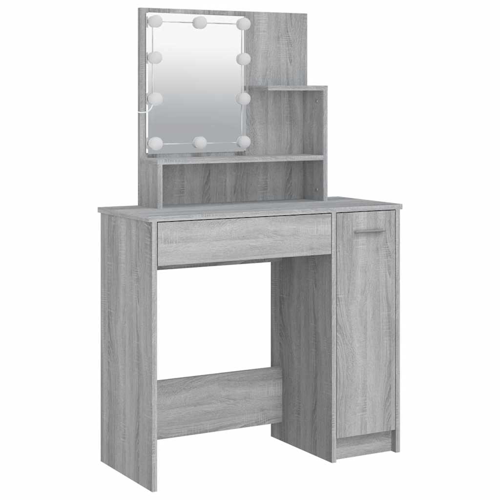 Toucador com leds 86,5x35x136 cm sonoma cinza