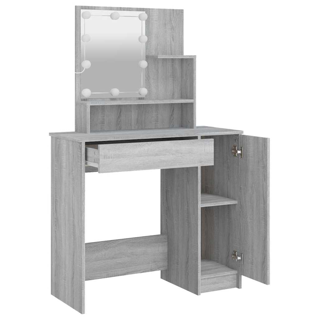 Toucador com leds 86,5x35x136 cm sonoma cinza