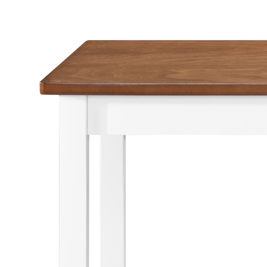Mesa e cadeiras de bar 5 pcs madeira maciça castanho e branco