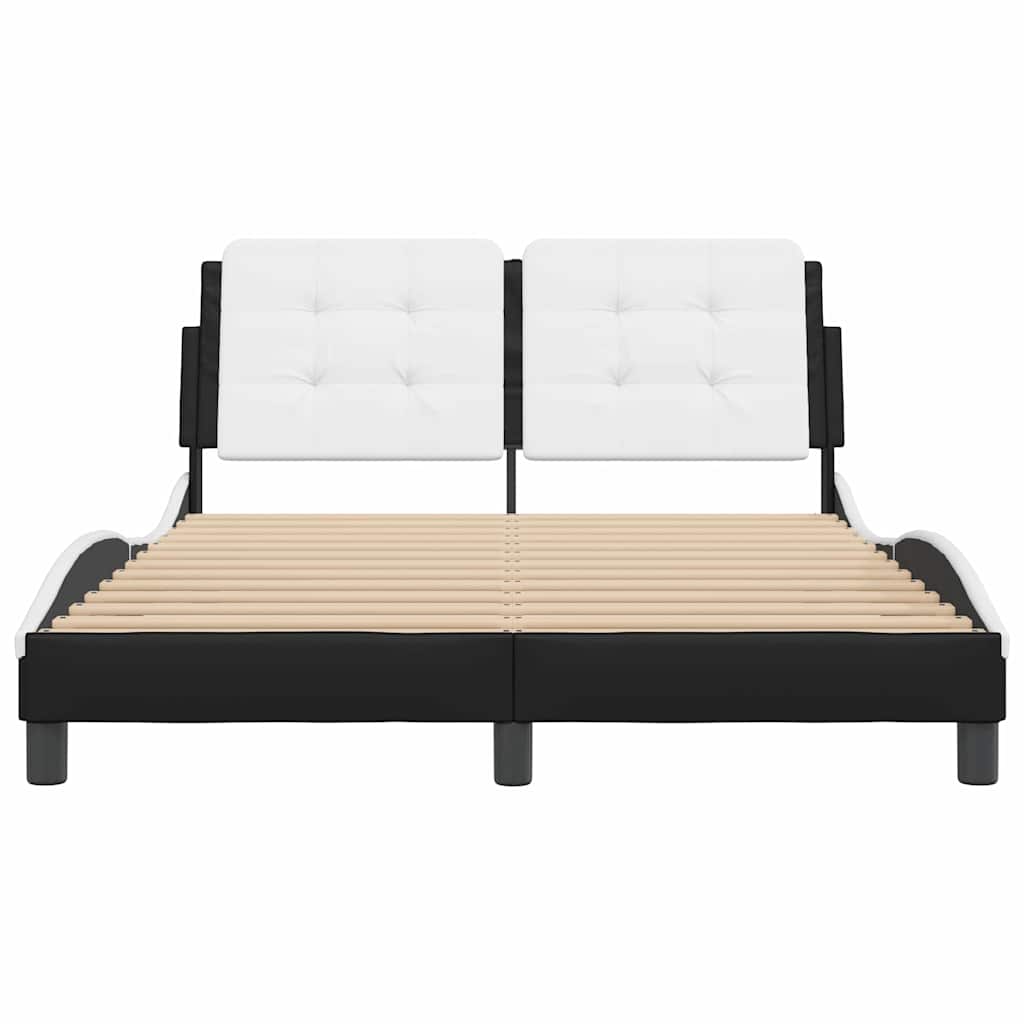 Estrutura de cama sem colchão zadar 120x200 couro artif. preto/branco