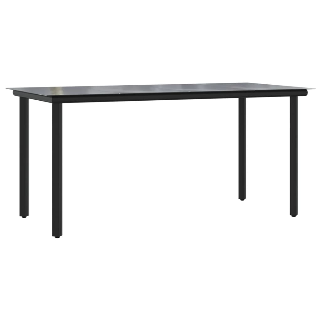 7 Pcs conjunto de jantar para jardim aço e textilene preto