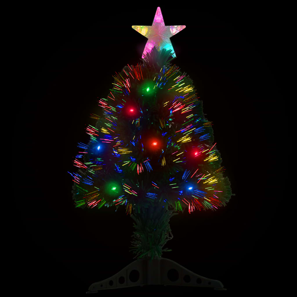 Árvore de natal pré-iluminada c/ suporte e LED 64 cm fibra ótica