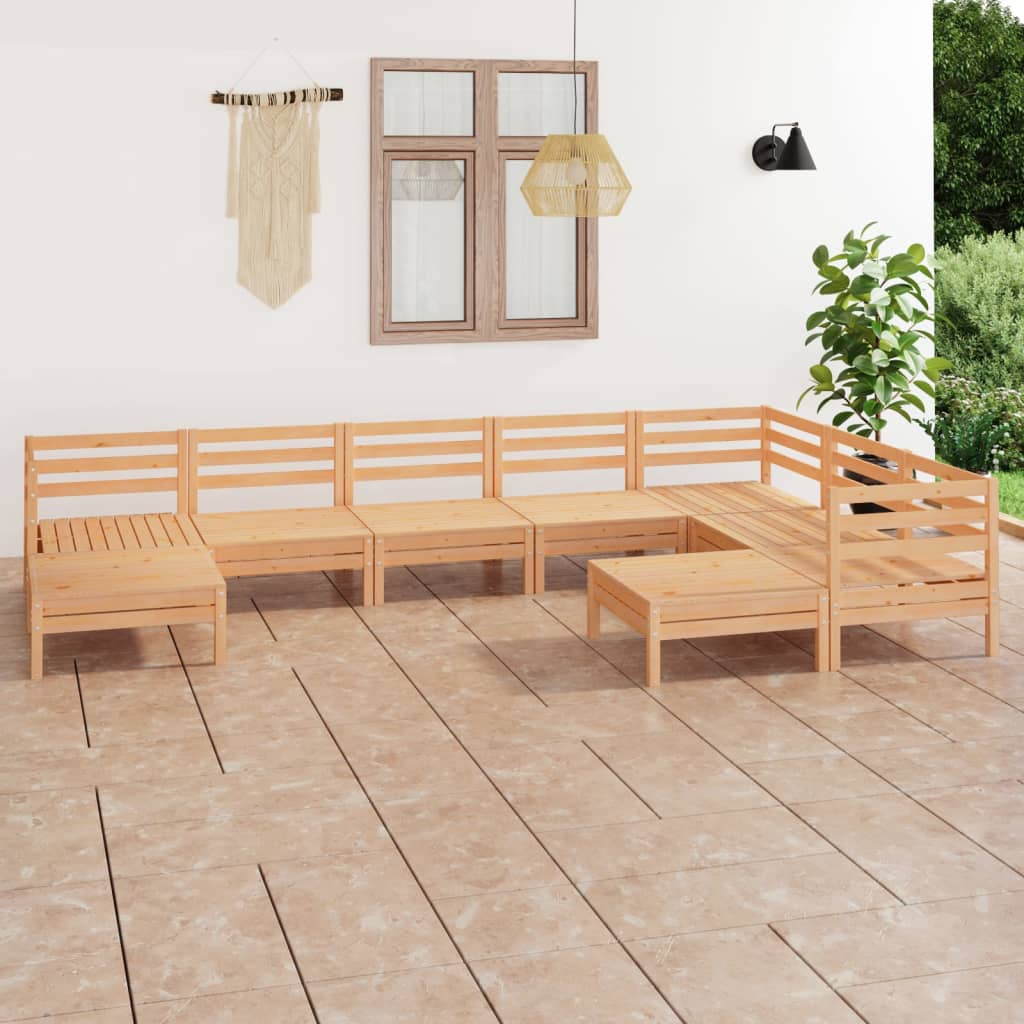 9 Pcs conjunto lounge de jardim pinho maciço