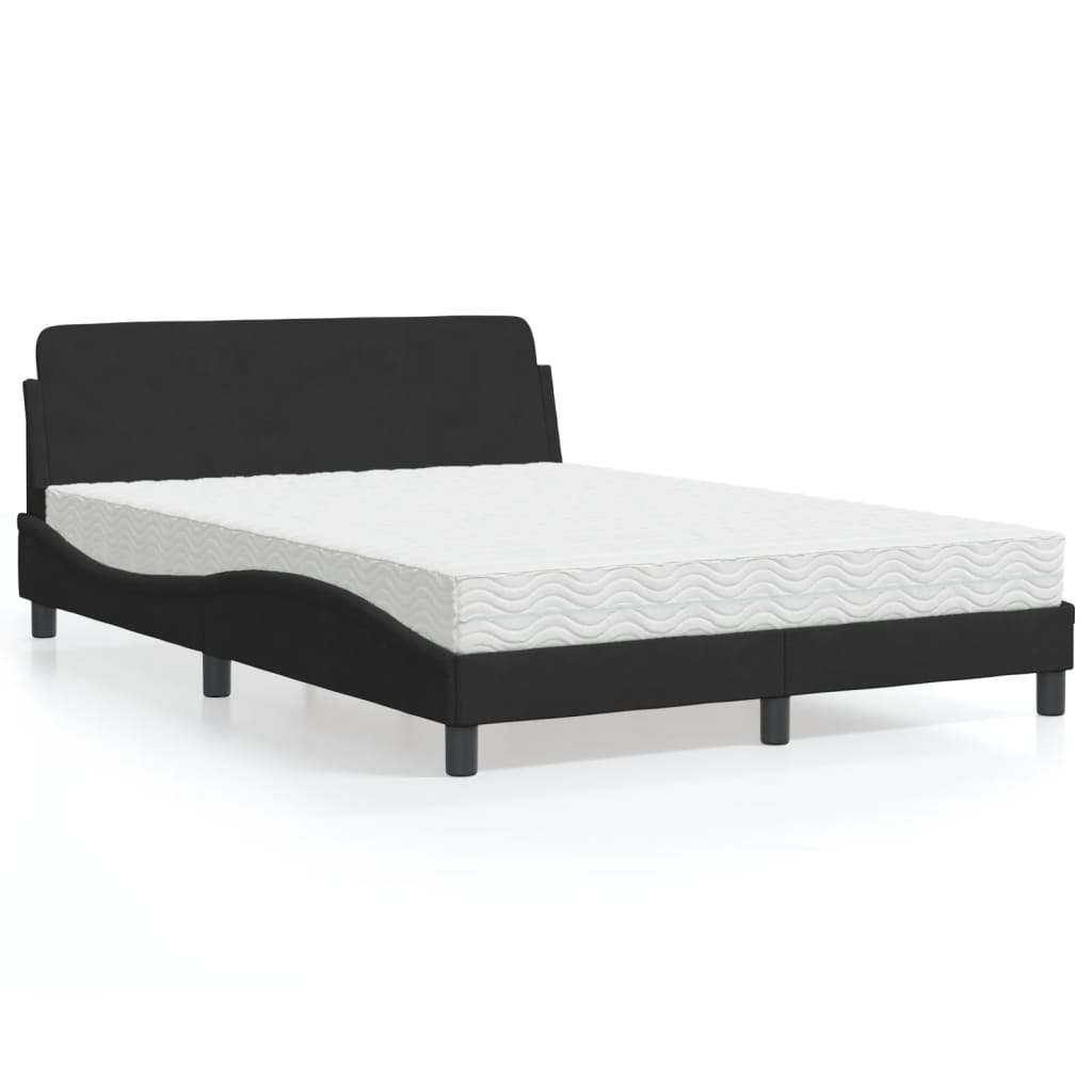 Cama com colchão dover 140x190 cm veludo preto