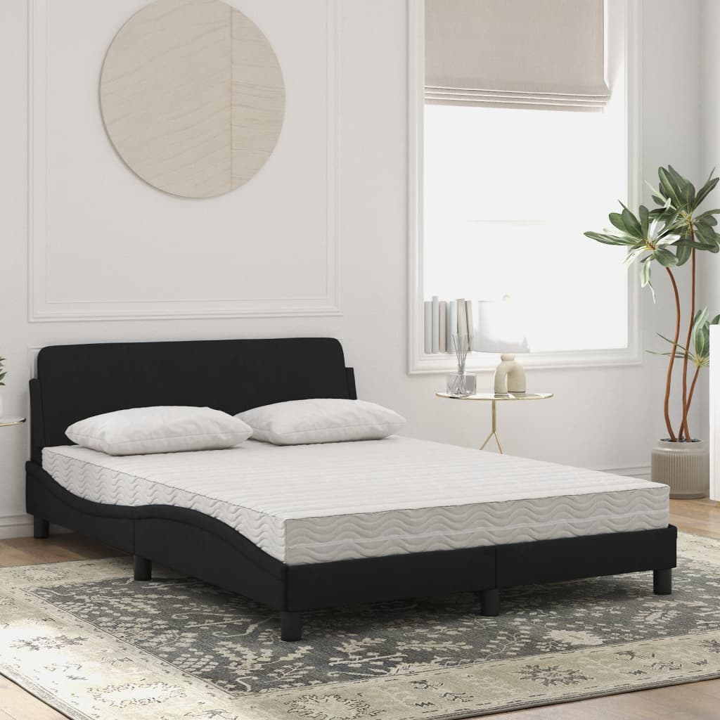 Cama com colchão dover 140x190 cm veludo preto