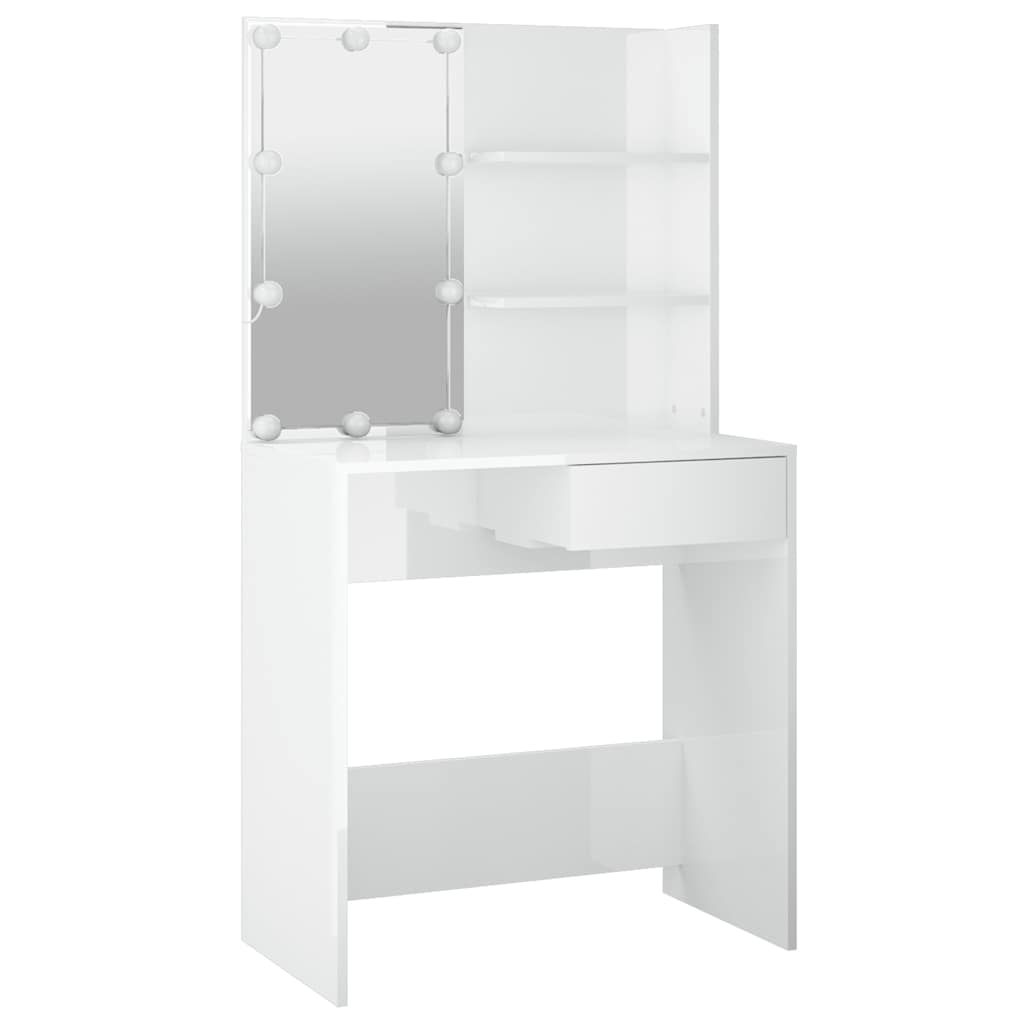Toucador com leds 74,5x40x141 cm branco brilhante
