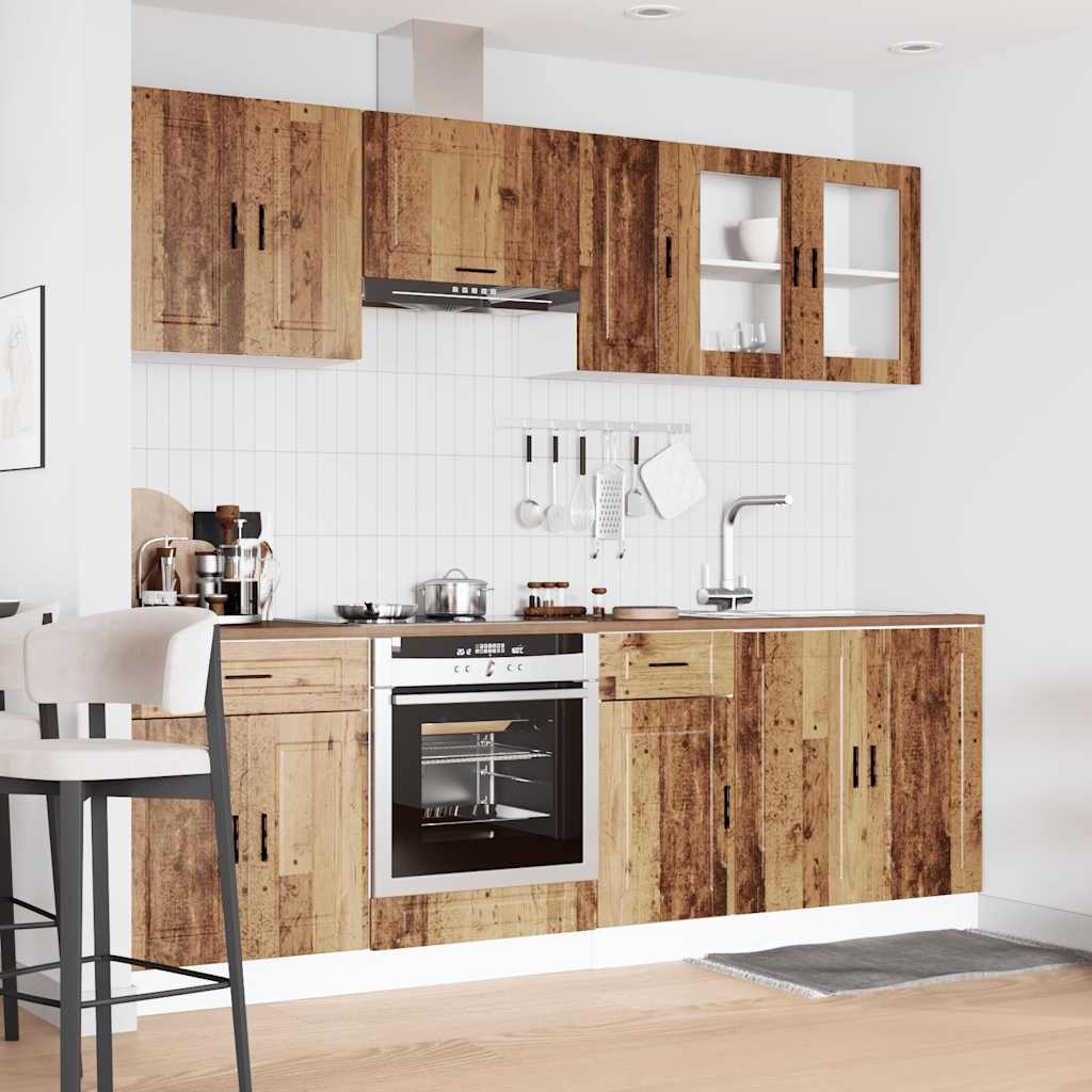 8 Peças armário de cozinha conjunto kalmar madeira velha
