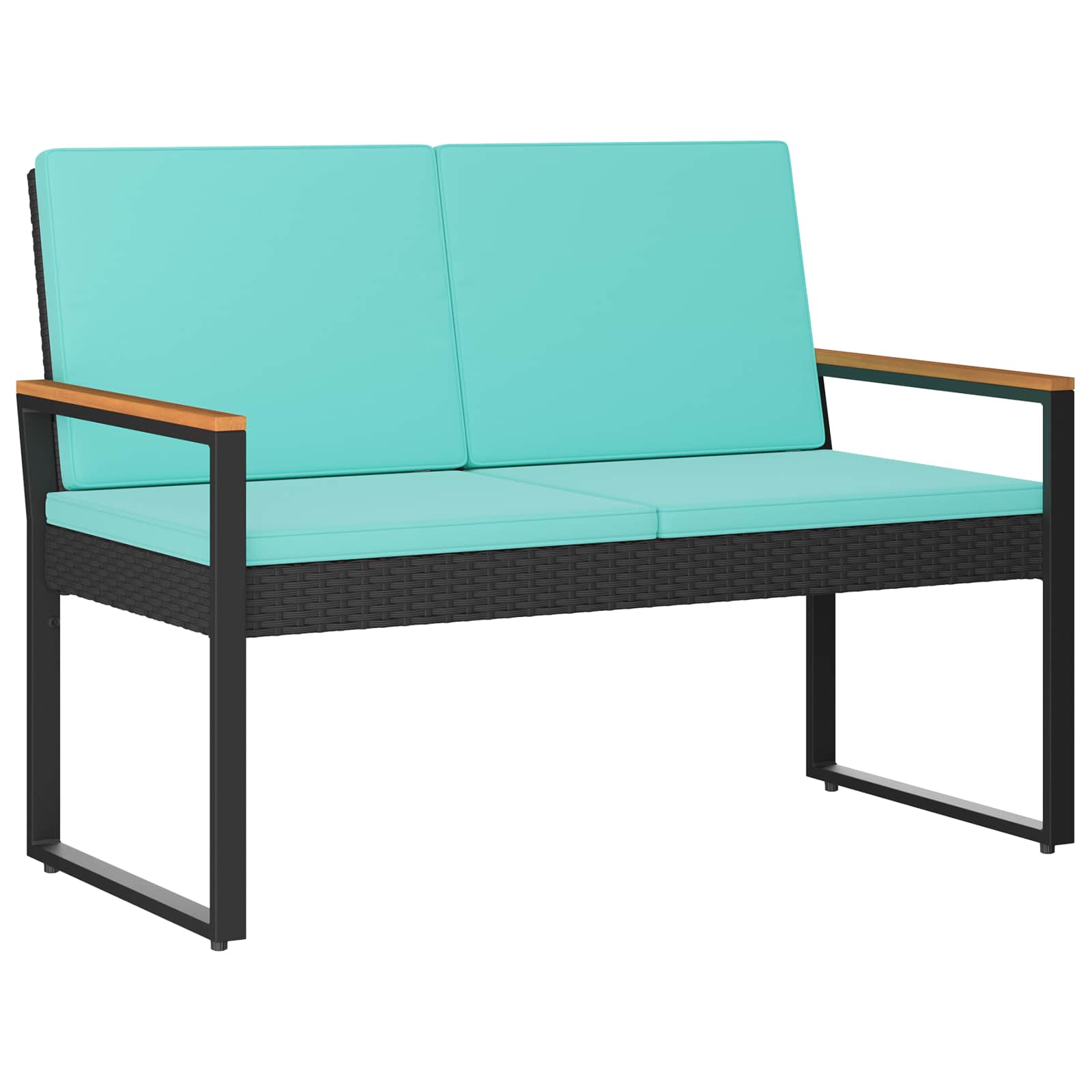 Banco de exterior preto e turquesa 107 x 61 x 80 cm vime PE