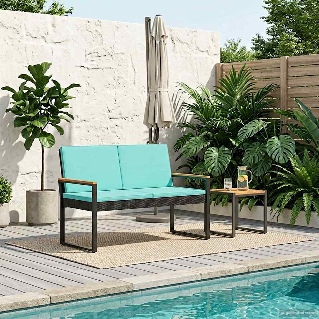 Banco de exterior preto e turquesa 107 x 61 x 80 cm vime PE
