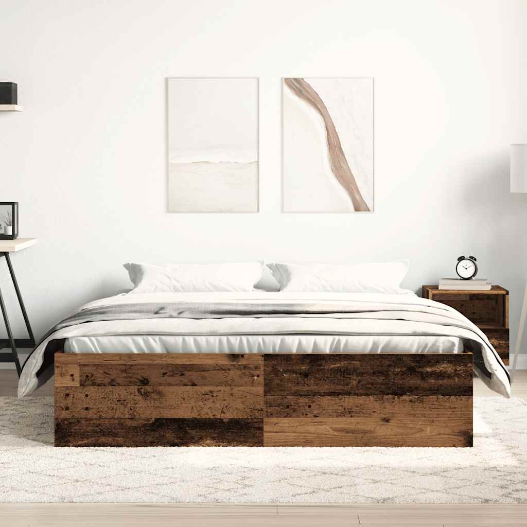 Estrutura de cama sem colchão, madeira engenheirada, 150x200 cm
