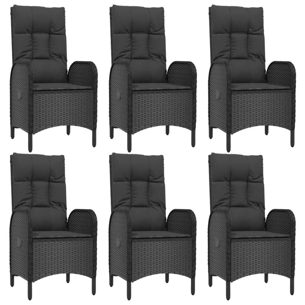 9 Pcs conjunto de jantar p/ jardim c/ almofadões vime PE preto