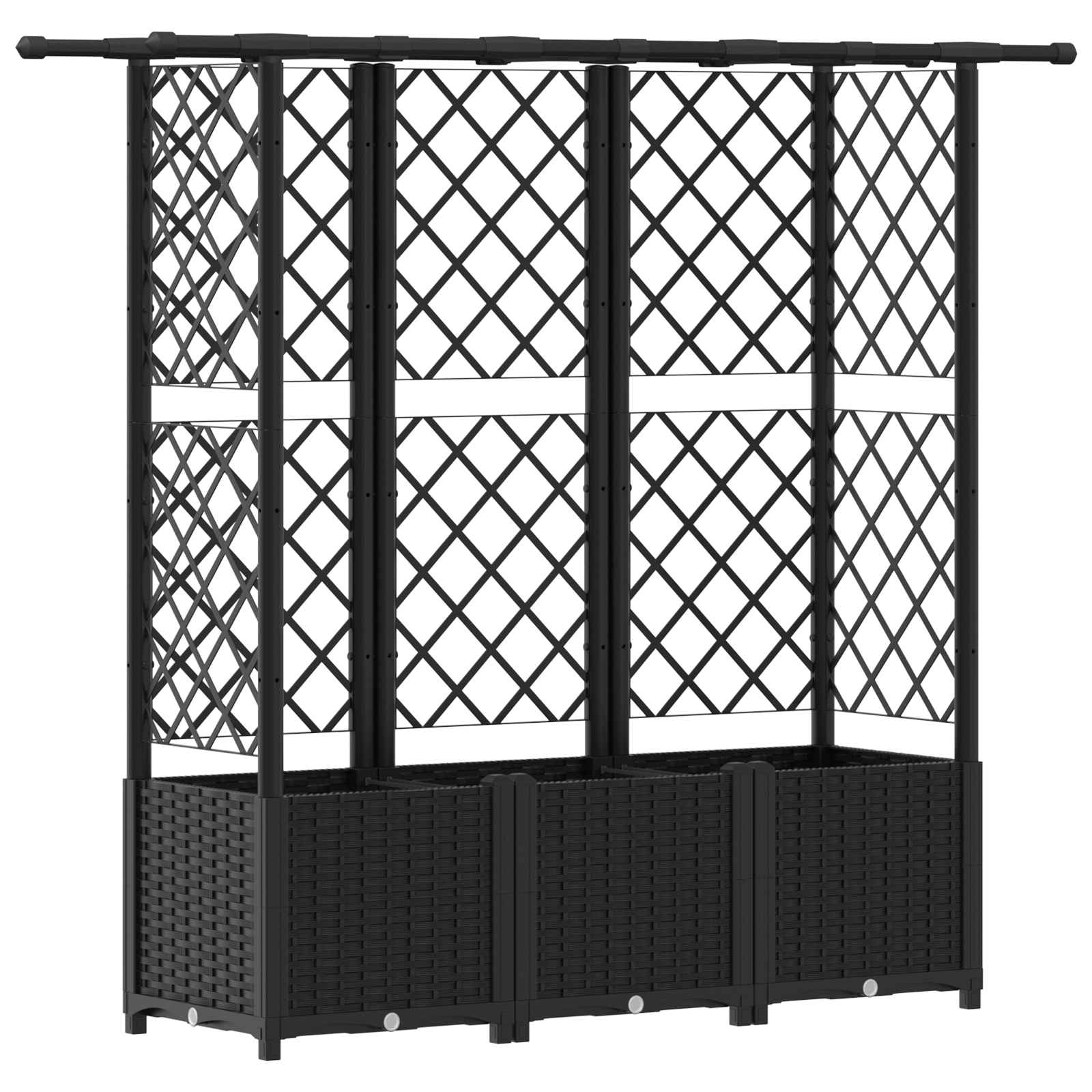 Cama elevada com treliça e telhado preto 163,5 x 40 x 136 cm PP