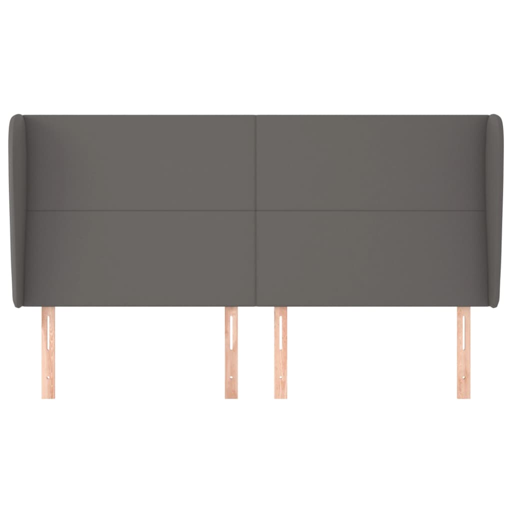 Cabeceira cama c/ abas couro artif. 203x23x118/128 cm cinzento