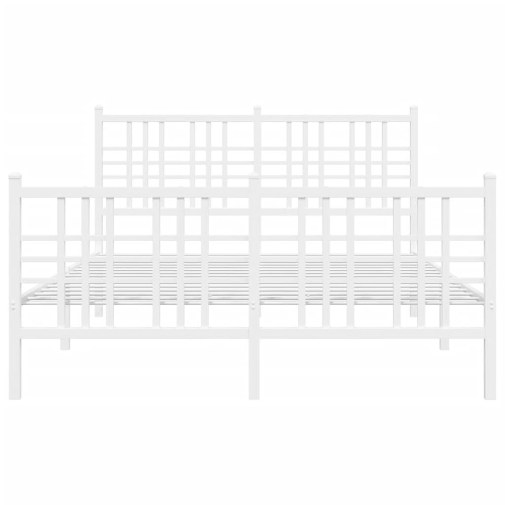 Estrutura de cama com cabeceira e pés 140x200 cm metal branco