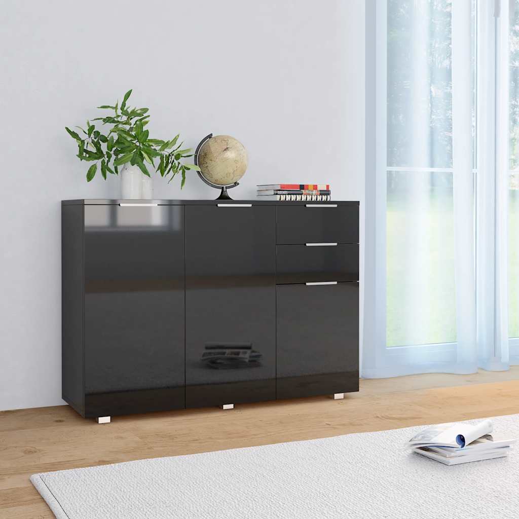 Aparador 107x35x80,5 cm preto brilhante