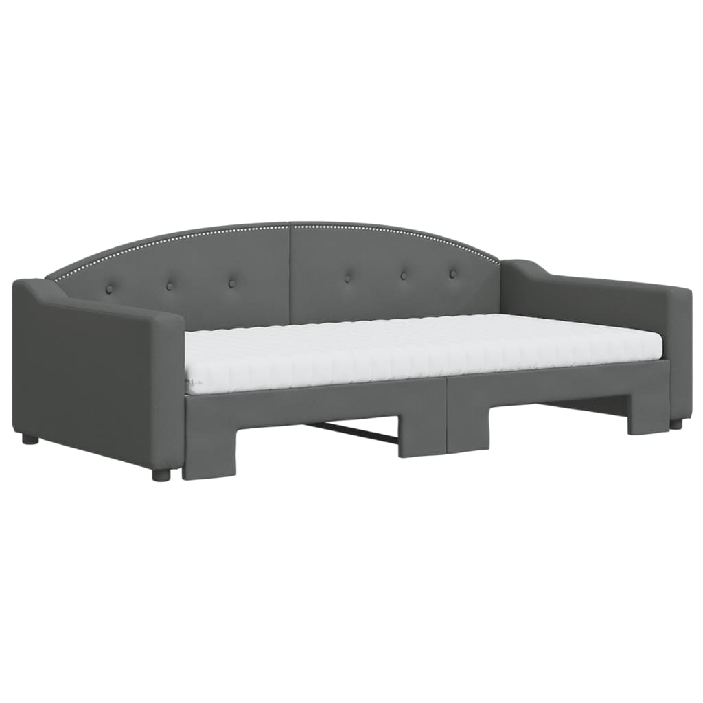 Sofá-cama c/ gavetão/colchões 100x200cm tecido cinzento-escuro