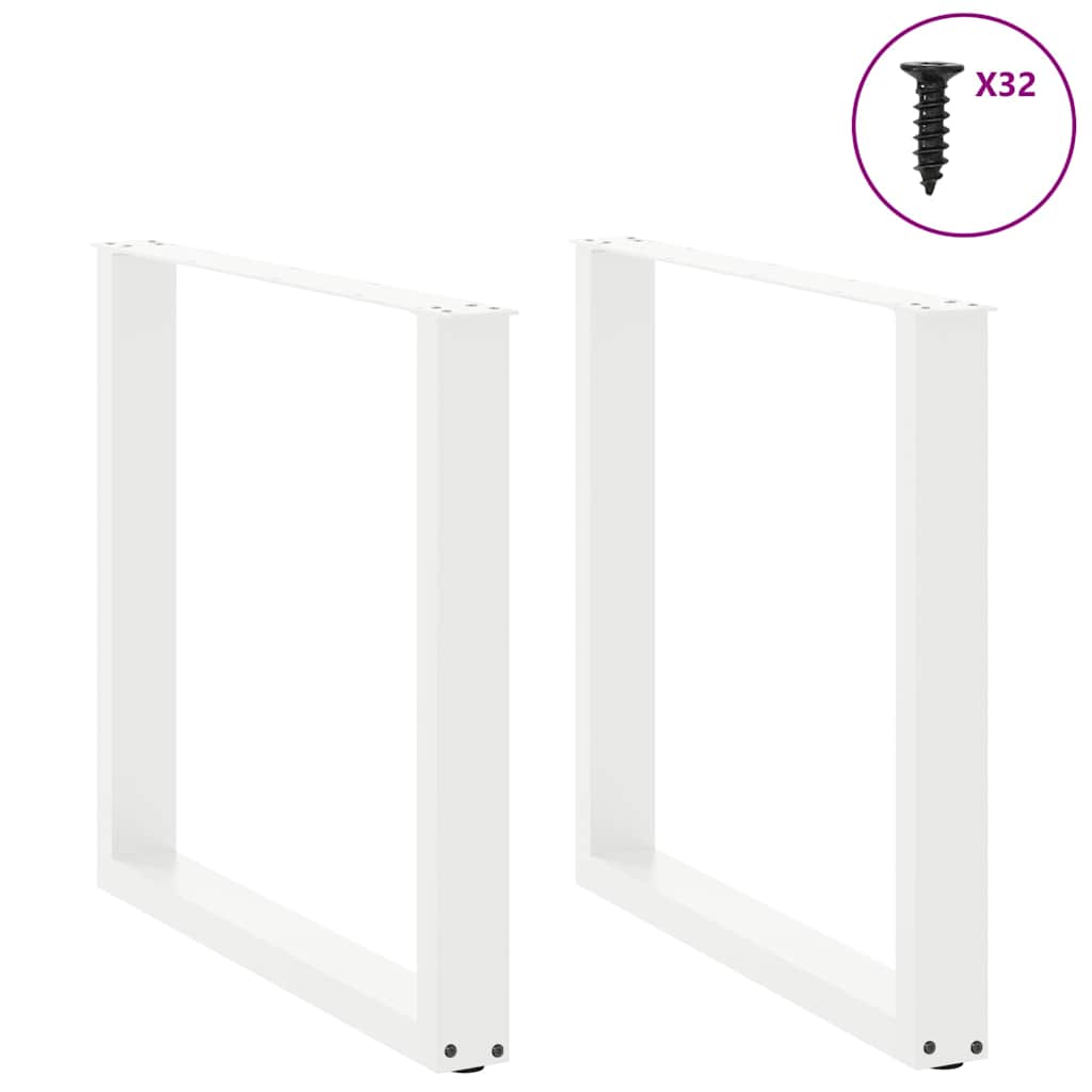 Pés de mesa de jantar em forma de u, 2 peças, branco, 90x (72-73) cm, aço
