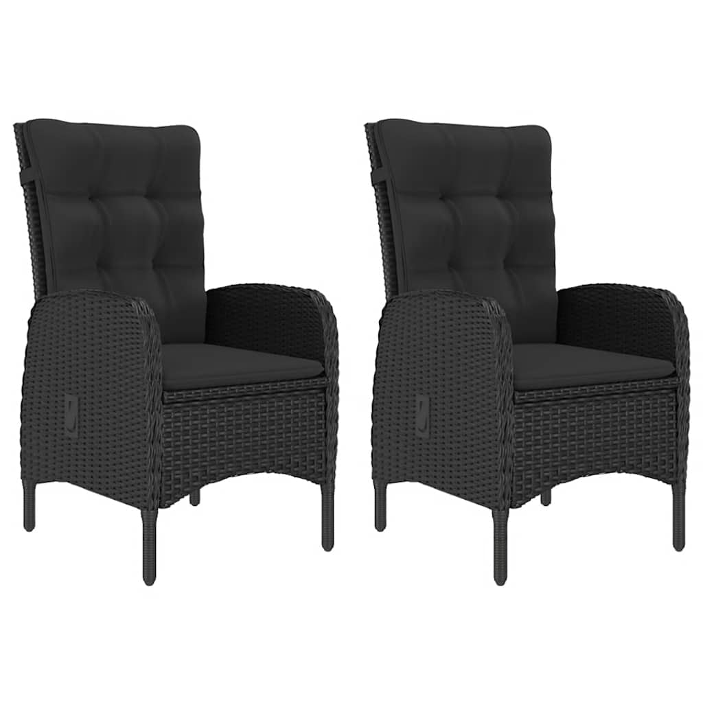 3 Pcs conjunto de jantar para jardim preto