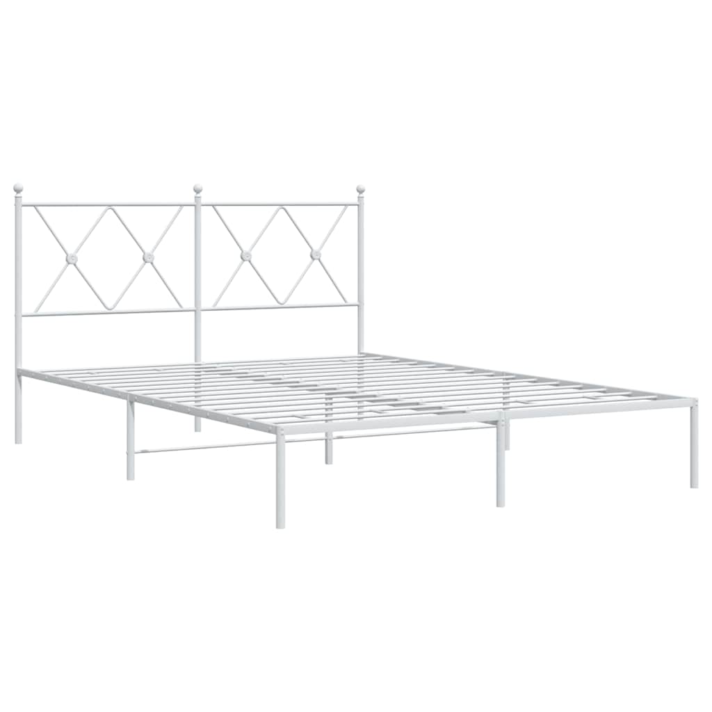 Estrutura de cama com cabeceira 140x190 cm metal branco