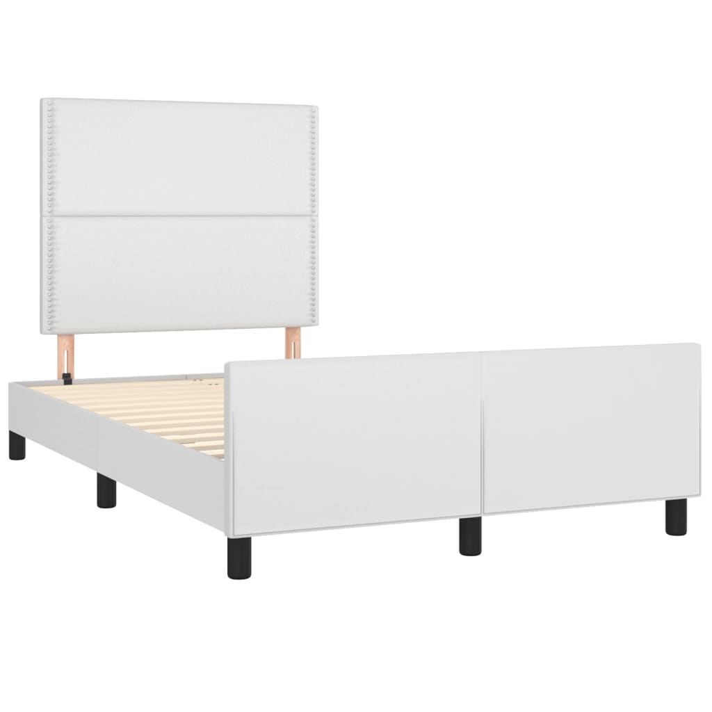 Estrutura cama c/ cabeceira 120x200 cm couro artificial branco