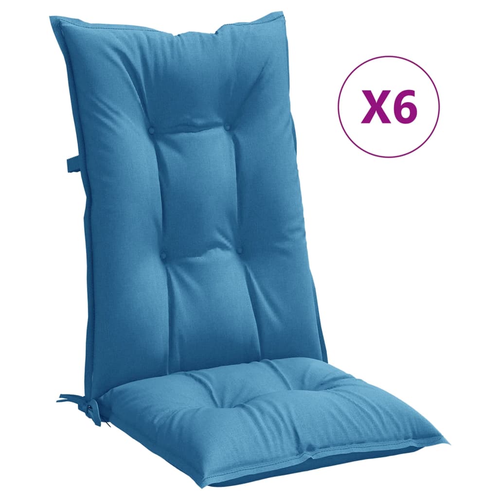 Almofadões para cadeiras altas 6 pcs mesclado tecido azul