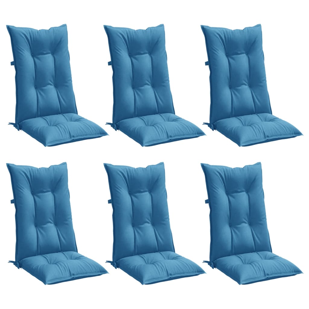 Almofadões para cadeiras altas 6 pcs mesclado tecido azul