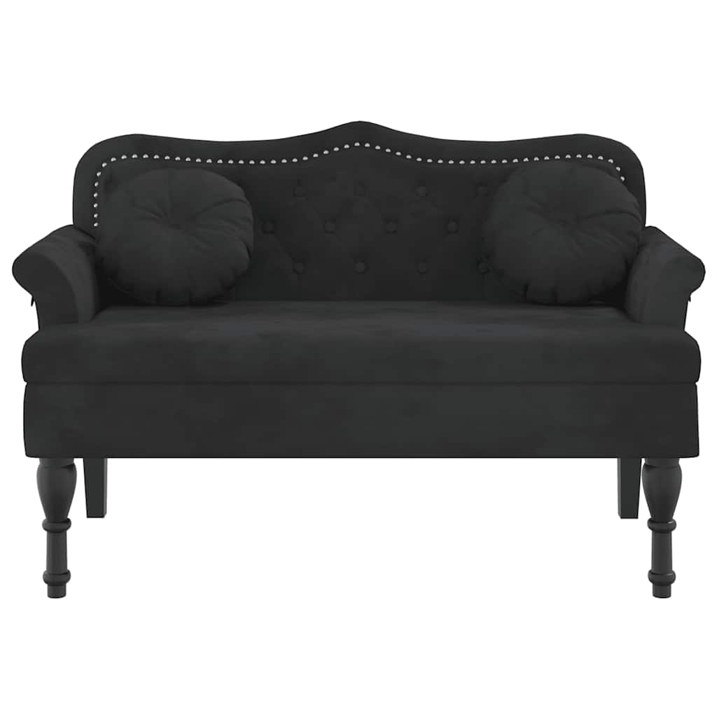 Banco com almofadas preto 120,5x65x75 cm veludo