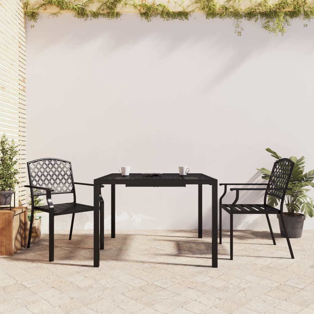 3 Pcs conjunto de jantar para jardim aço antracite